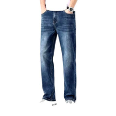 Stonewashed whiskered jeans for men