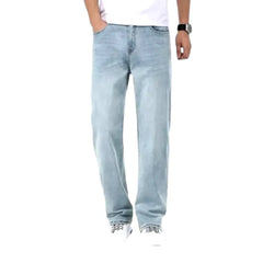 Stonewashed whiskered jeans for men