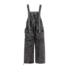 Stonewashed women's denim overall