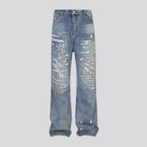 Straight fit and torn men's jeans