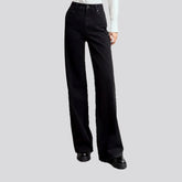 Straight-fit wide one-tone women's jeans