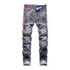 Street ornament jeans for men