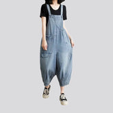 Street style washed out jeans bib for ladies