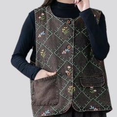 Stylish average fit boho women's jean vest