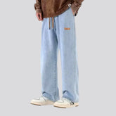 Stylish medium rise men's denim joggers