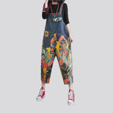 Stylish street art baggy jean dungaree for women