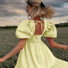 Sweet Puff Sleeve Dress