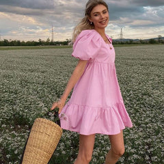 Sweet Puff Sleeve Dress