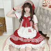 Sweet Red Lolita Cute Princess Maid Dress