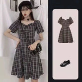 Sweet Summer Casual Plaid Long Dress