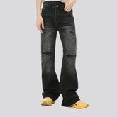 Torn creased street style men's jeans
