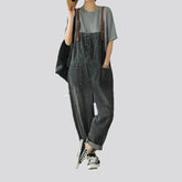 Trendy baggy retro denim bib for ladies