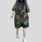 Trendy camouflage jean romper for women