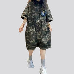 Trendy camouflage jean romper for women