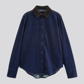 Trendy dark fashion denim shirt for ladies