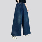 Trendy flared women's denim culottes
