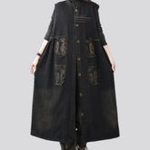 Trendy floral patchwork boho women's jeans vest