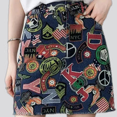 Trendy mini jeans skirt