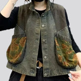 Trendy oversized jeans vest for women