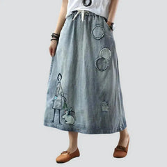 Long high-waist jeans skirt for ladies