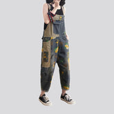 Varied colors roomy fit denim dungaree for women