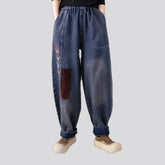Vintage floral slouchy women's jean joggers