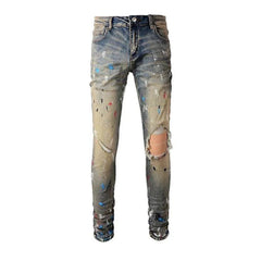 Vintage jeans with paint splatters