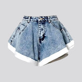 Vintage light pattern jeans shorts for women