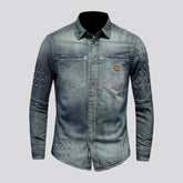 Vintage medium length men's denim shirt