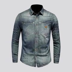 Vintage medium length men's denim shirt