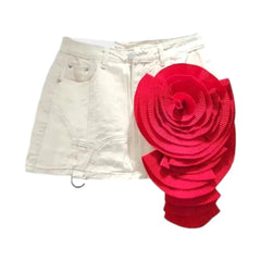 Vintage mid-waist denim skort for ladies