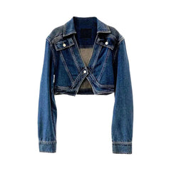 Vintage v-neck jean jacket for ladies