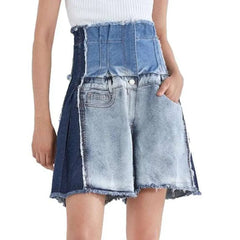 Vintage women's patchwork denim shorts