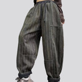 Warm boho style slouchy denim joggers for ladies