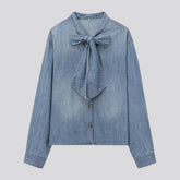 Washed out linen casual women's jean shirt