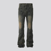 Whiskered bootcut men's jeans