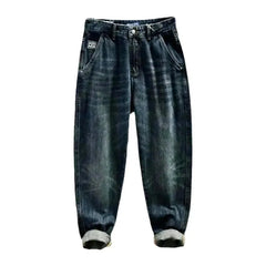 Whiskered dark-wash jeans for men