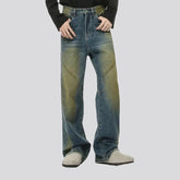 Whiskered straight-fit men's jeans