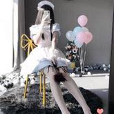 White Blue Cute Maid Dress EE0818