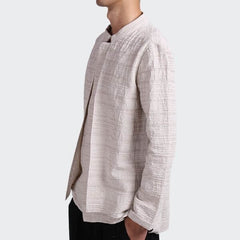Eiroh Two-Layer Long Sleeve Shirt Khaki-White