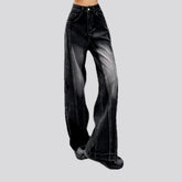 Wide fit contrast stylish women's jeans
