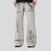 Wide fit floral graphic men's jeans