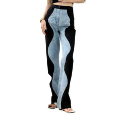 Wide-leg high-waist jeans for ladies