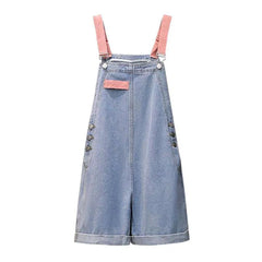 Women's jean overall shorts