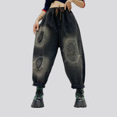 Worn look and baggy fit jeans for ladies