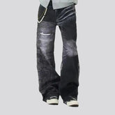 Worn look trendy baggy men's jeans