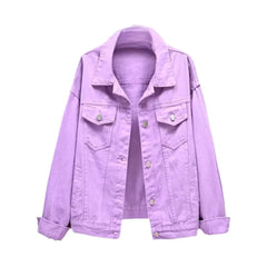 Y2k color jeans jacket for ladies