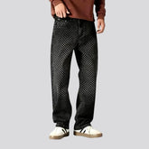 Y2k mid-rise plaid loose men's jeans