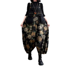 Y2k painted denim overall for ladies