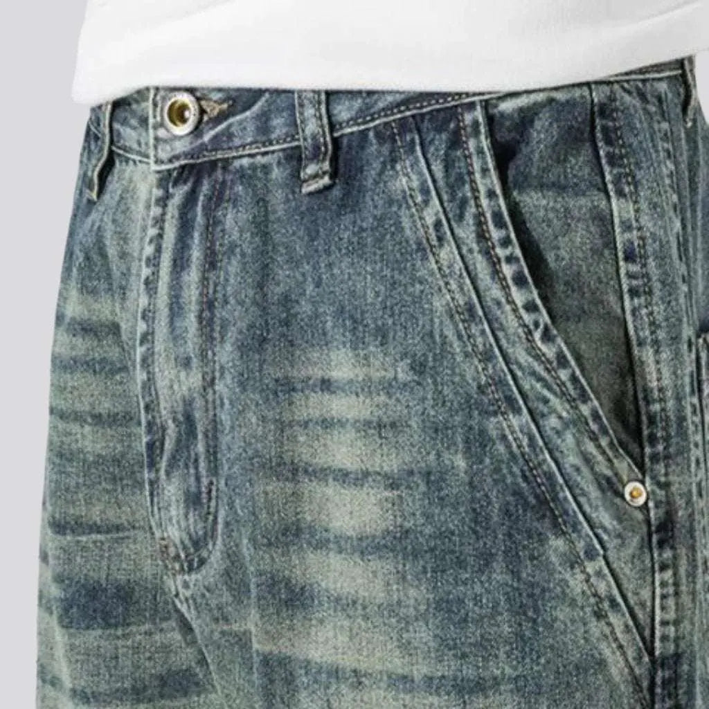 Whiskered sanded jeans for men